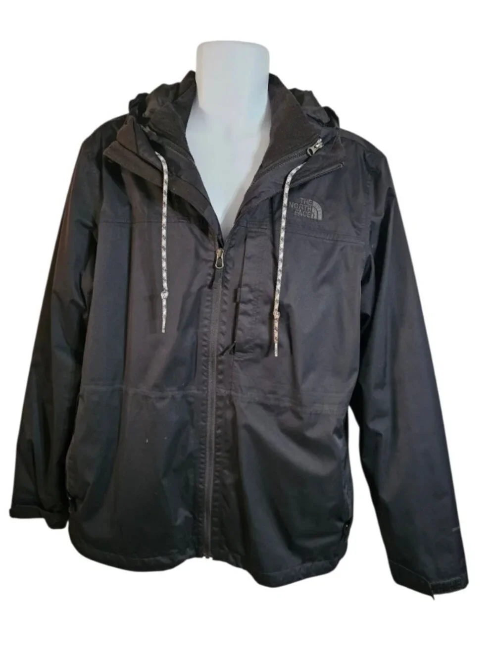 The North Face Mens Large Jacket Black Polyester Solid 3-in-1 Iconic Gorpcore